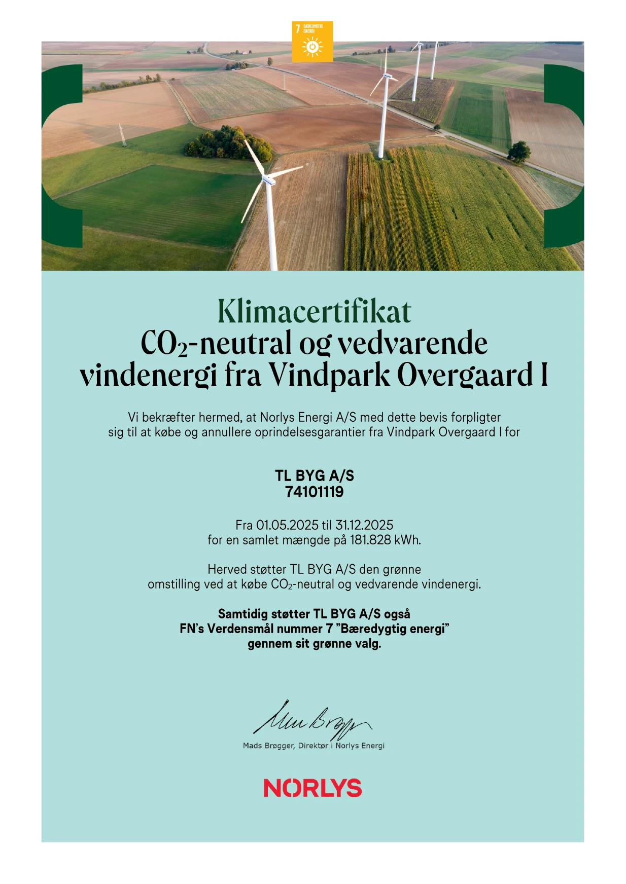 TL Byg_Overgaard_klimacertifikat_Vind 01.05.2025 - 31.12.2025